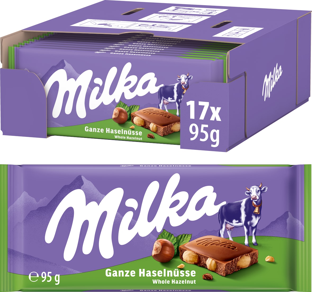 Milka Ganze Haselnüsse Tafel 17 x 95 g (1,615 kg)