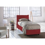 thumbnail of Dmora Dmosco Einzelbett, Bettkasten mit Stoffbezug, 100 % Made in Italy, Öffnung vorne, geeignet für Matratze 80x190 cm, Rot