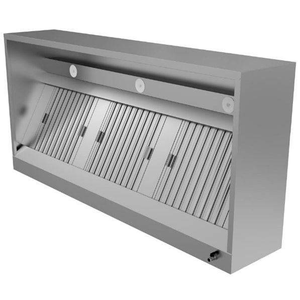 Gastro Dunstabzugshaube Wandhaube Kastenform Edelstahl 1500x950x400 mm Filter uLED Spots