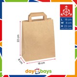 thumbnail of DayBays 1000 Stk. Papiertüten 18+8x22 cm Braun mit Flachhenkel