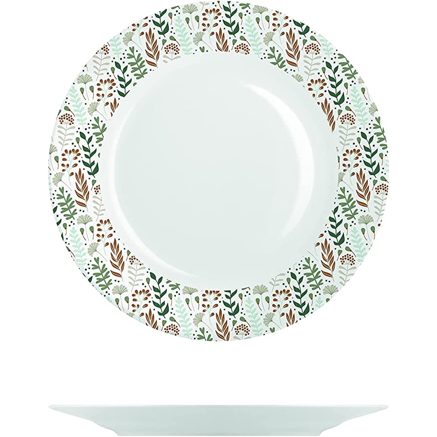 H&H Servizio Tavola 18 Pezzi Ginko in Porcellana Decorata Forma Ala