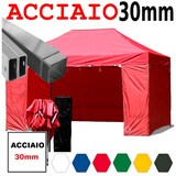 thumbnail of Gazebo 3x4,5 m rosso pieghevole acciaio con laterali