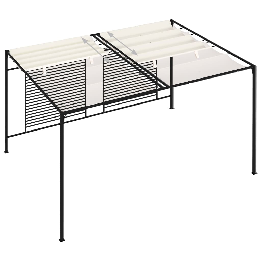 vidaXL Gazebo met oprolbaar dak 3x4x2,3 m crèmewit 180 g/m²