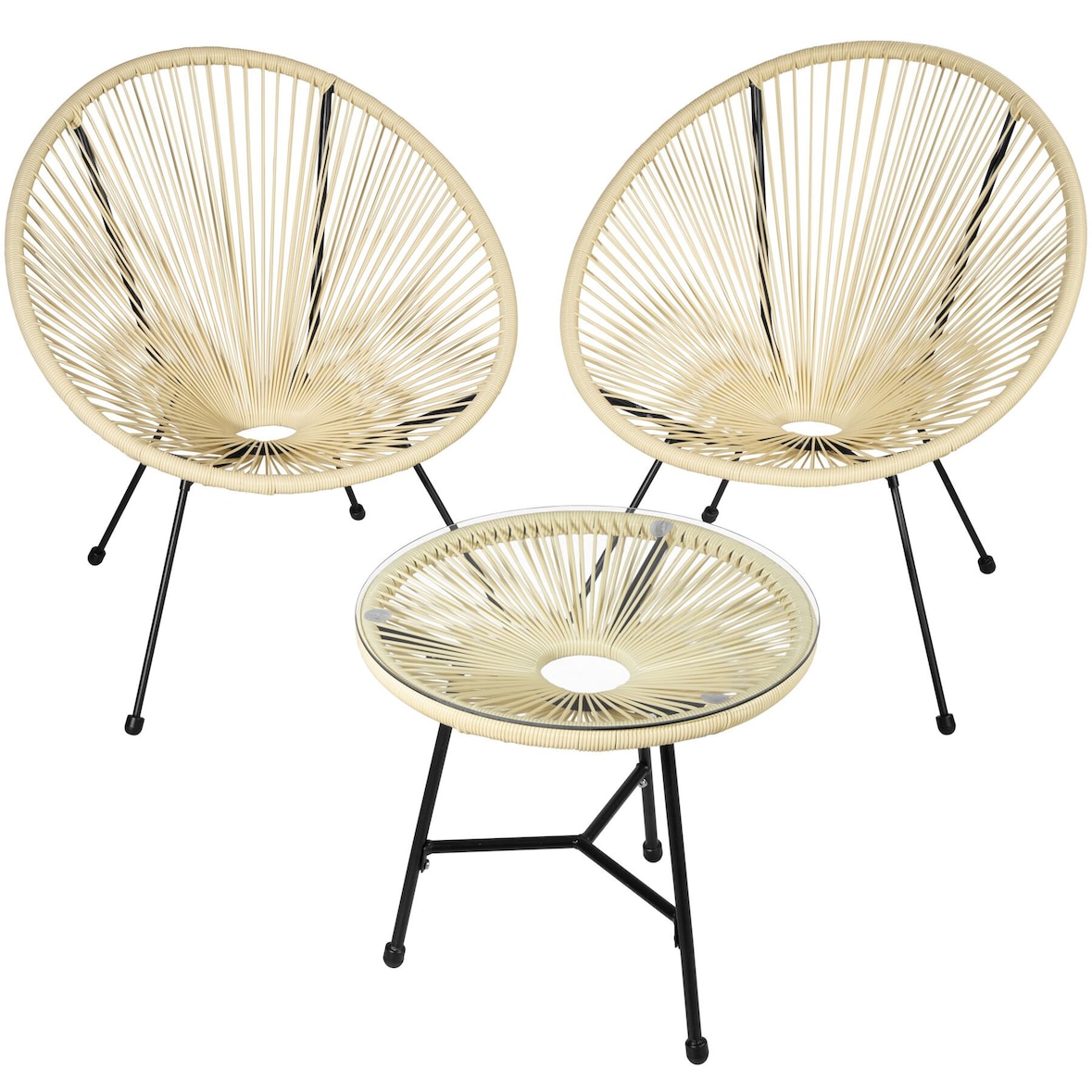 tectake Ensemble table et chaises de jardin Santana - beige - 404413