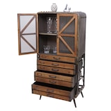 thumbnail of Hoge kast HWC-F91, apothekerskast woonkamerkast, industrieel dennenhout metaal 128x60x33cm, bruin-zwart