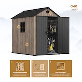 thumbnail of Hoggar – Casetta da giardino in resina 3,62 m² Oak O40 – Pavimento incluso – Finestra laterale – Effetto legno premium – Doppia porta ampia