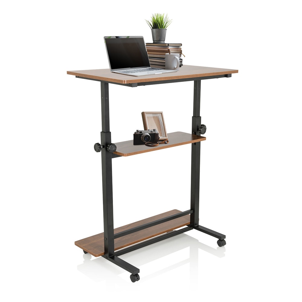 Arbeitstisch / Schreibtisch WORKSTATION II 50 x 80 cm schwarz / walnuss hjh OFFICE