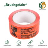 thumbnail of 108 Rollen Rolle Klebeband PVC “Bruchgefahr“ (50 mm x 60 m) signalrot Paketband Transport Umzug Versand BB-Verpackungen