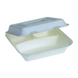 thumbnail of DeinPack Bio Einweg Bagasse Schalen 3-geteilt Klappdeckel-Box 1200 ml I 200 Menübox Einweg 236 x 231 x 81 mm weiß