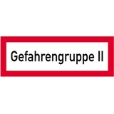 thumbnail of Schild Gefahrengruppe II, Aluminium geprägt, 297x105 mm