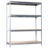 thumbnail of Scaffale metallico senza viti con vassoi in truciolato Simonforte 4 ripiani. Colore galva/legno 2000x1500x600 mm