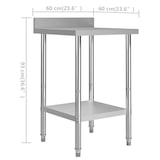 thumbnail of Helloshop26 - Professionele keukenwerktafel met achterwand 60 x 60 x 93 cm roestvrij staal 02_0045410