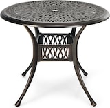 thumbnail of Helloshop26 - Runder Terrassen-Esstisch 91 x 72 cm mit Sonnenschirmloch und elegantem Design aus schwarzem Aluminium 20_0018343