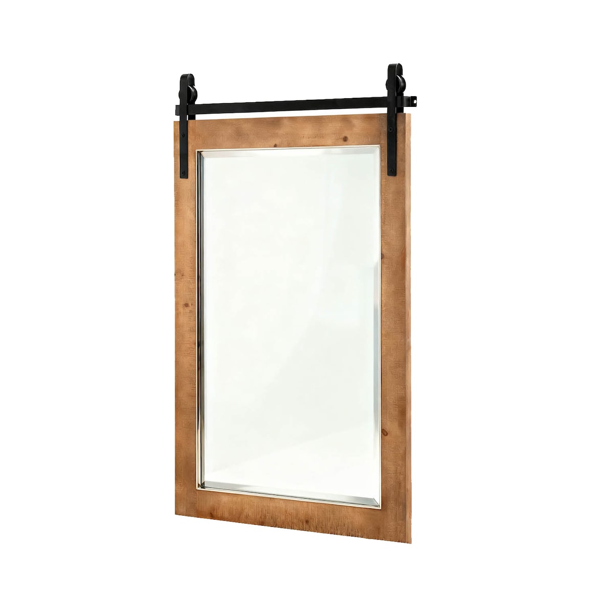 Espelho retangular COSTWAY com moldura de madeira Espelho de parede rústico, espelho suspenso inquebrável com suporte de metal