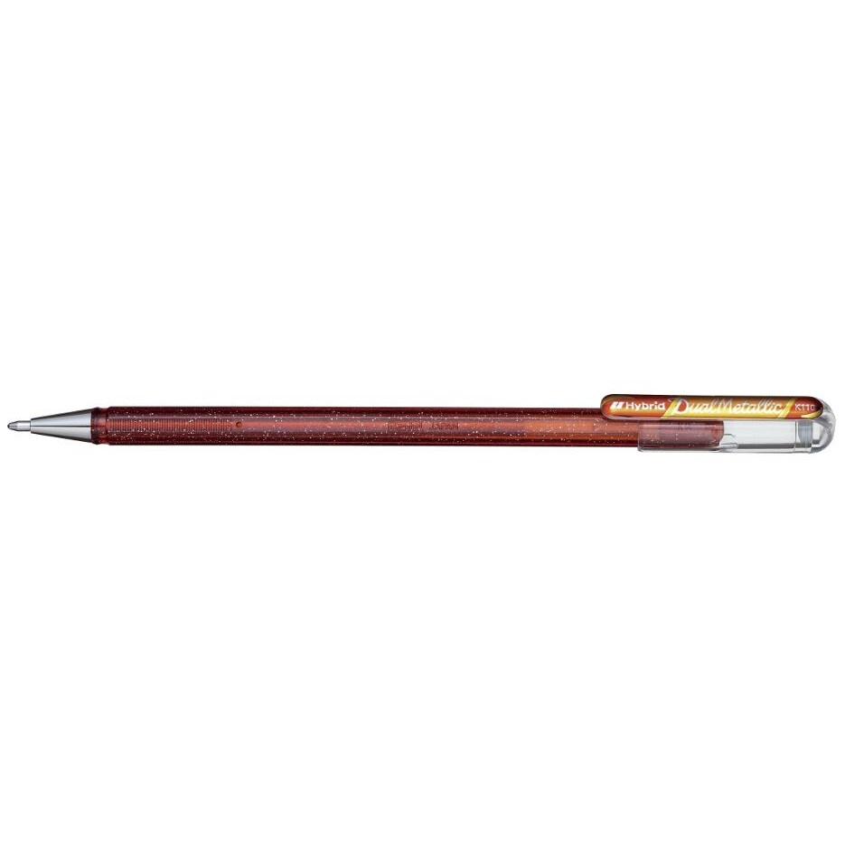 Roller encre gel Hybrid Dual Metallic, pointe large 1,0 mm, encre orange/jaune