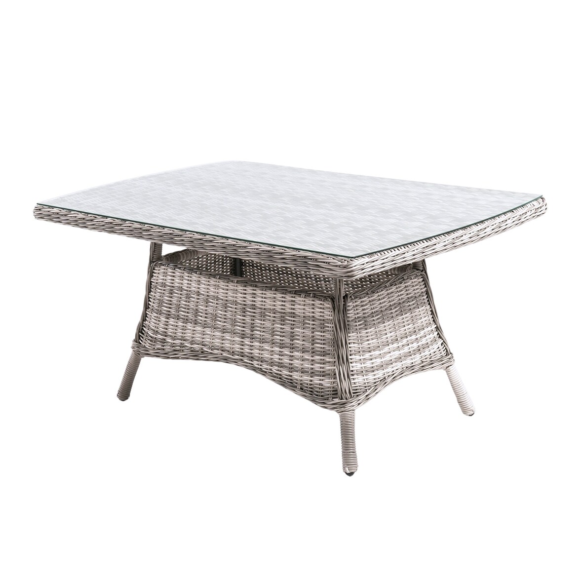 Mesa centro para exterior, Aluminio y rattán sintético redondo, Color gris, Tamaño: 140x85x67 cm