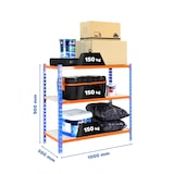 thumbnail of SimonRack Schwerlastregal 900x1000x500 mm, 3 Ebenen, Holzböden, 150 kg Tragkraft pro Ebene, Blau/Orange - Maderclick