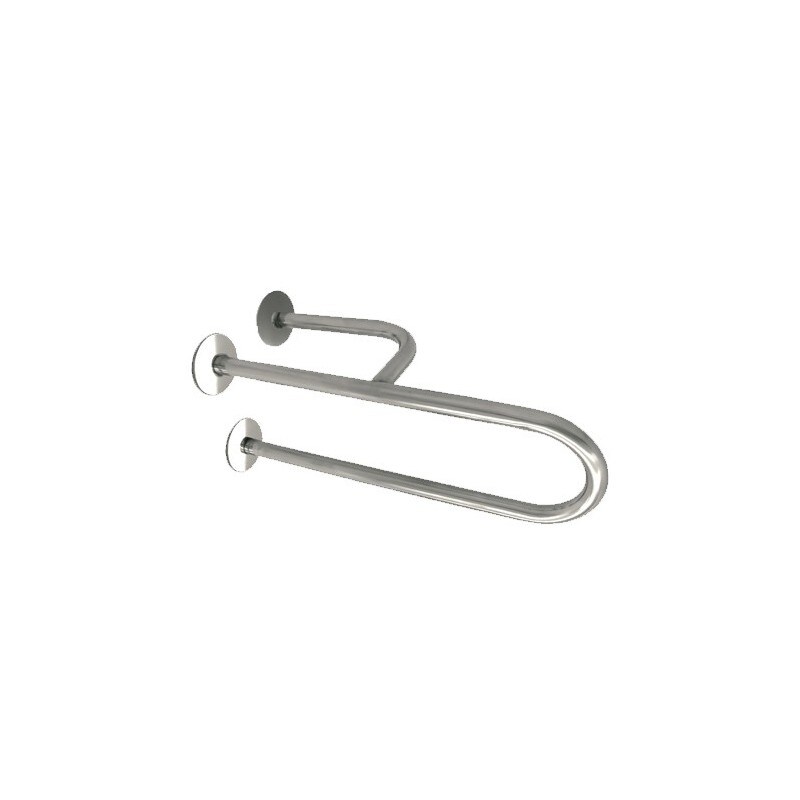 Barra de apoyo fija de 3 puntos de anclaje de acero inox mate.