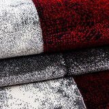 thumbnail of Carpetsale24 Teppich Läufer 80x150 cm – Kurzflor Konturenschnitt in Rot Grau Weiß – Kariertes Design, für Flur, Küche, Schlafzimmer