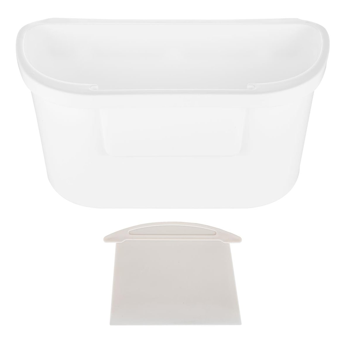 Intirilife Mülleimer zum Aufhängen in Weiß mit Müllspatel - 29 x 15 x 14.7 cm - Allzweck Mülleimer für Küche, Bad, Biomüll, Restmüll