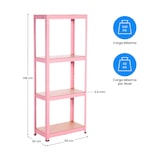 thumbnail of Scaffalatura Metallica Modulare con 4 Ripiani 240kg 60x30x148cm Rosa 7house
