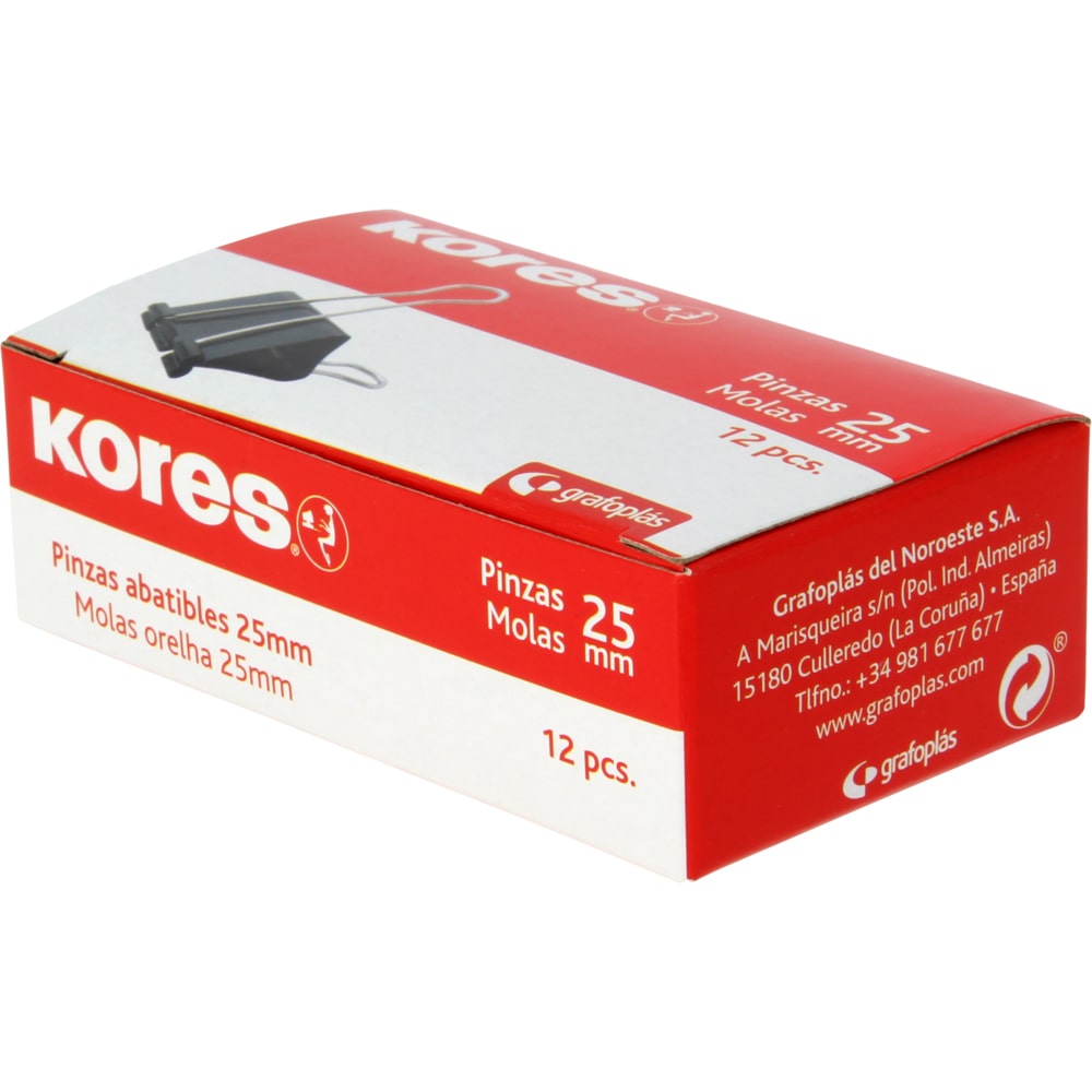 Caja 12 Pinzas abatibles KORES 25mm