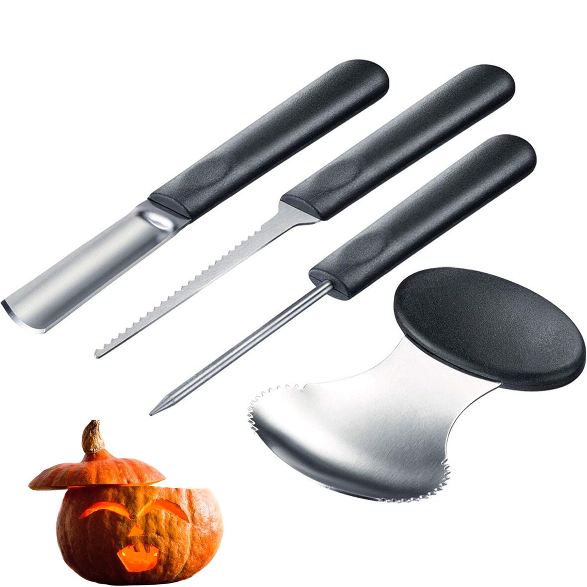 Westmark Kürbis Schnitz-Set Halloween 4 tlg., mit Schnitzvorlagen, 51282260