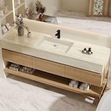 thumbnail of 【YT9865-130K】[Waschbecken ,Wandspiegel ,Wandschrank, Wand-Waschbecken, Waschtisch mit Aufsatzbecken, Spüle mit Armaturenloch 130*55cm