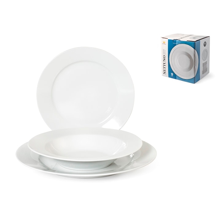 Set 18-delig tafelservies neptunus in wit porselein