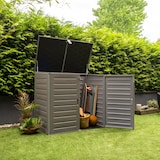 thumbnail of Wasabi - Armario Exterior Resina 1170L - 140x82x124cm - Suelo Incluido - Puerta Doble y Tapa Abatible - Estructura Metálica - Cobertizo Jardín