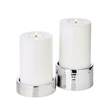 thumbnail of 2er Set Kerzenhalter Luca, Edelstahl gehämmert hochglanzpoliert, ø 9,5 cm, Höhen 2,5 + 5 cm