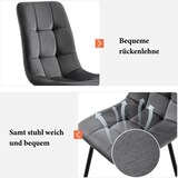 thumbnail of Essgruppe 5-teilig Esstisch Set Rund Tisch und 4 Stühle Gold+Grau 80x80x76 cm MDF Marmor Optik Samtbezug verstellbare Füße