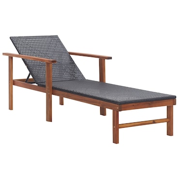 Helloshop26 - Espreguiçadeira cadeira de praia cama de sol cama de jardim mobiliário de exterior para pátio resina trançada e 02_0012920