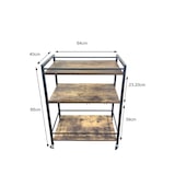 thumbnail of IvoQ Serveerwagen – Keukentrolley – Industrieel Hout & Metaal – 3 Lagen – Op Wielen met Rem – 64x40x85 cm