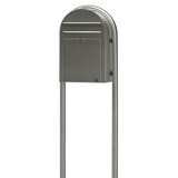 thumbnail of PROREGAL Abgerundeter Briefkasten Miami zur Gestell- oder Wandmontage |HxBxT 21x32x50cm | Einwurföffnung 26x4cm | Silber