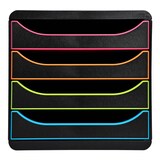 thumbnail of Exacompta - Réf. 310914D - BIG-BOX - Caisson 4 tiroirs - Dimensions extérieures : Prof. 34,7 x l 27,8 x H 26,7 cm - Noir/Arlequin/Noir