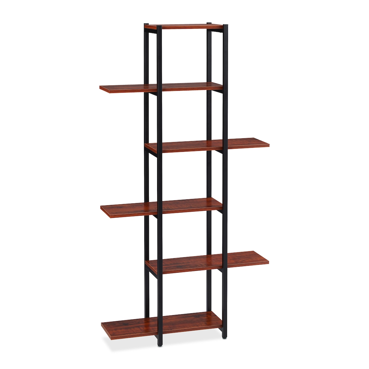 Relaxdays Pflanzenregal, Blumentreppe 6 Ablagen, HBT: 150x78x24 cm, Stahl & MDF, Blumenregal innen, schwarz/dunkelbraun