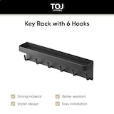 thumbnail of TOJ Living Schlüsselbrett – 6 Haken – 25 cm – Edelstahl – matt schwarz – selbstklebend – mit Postfach