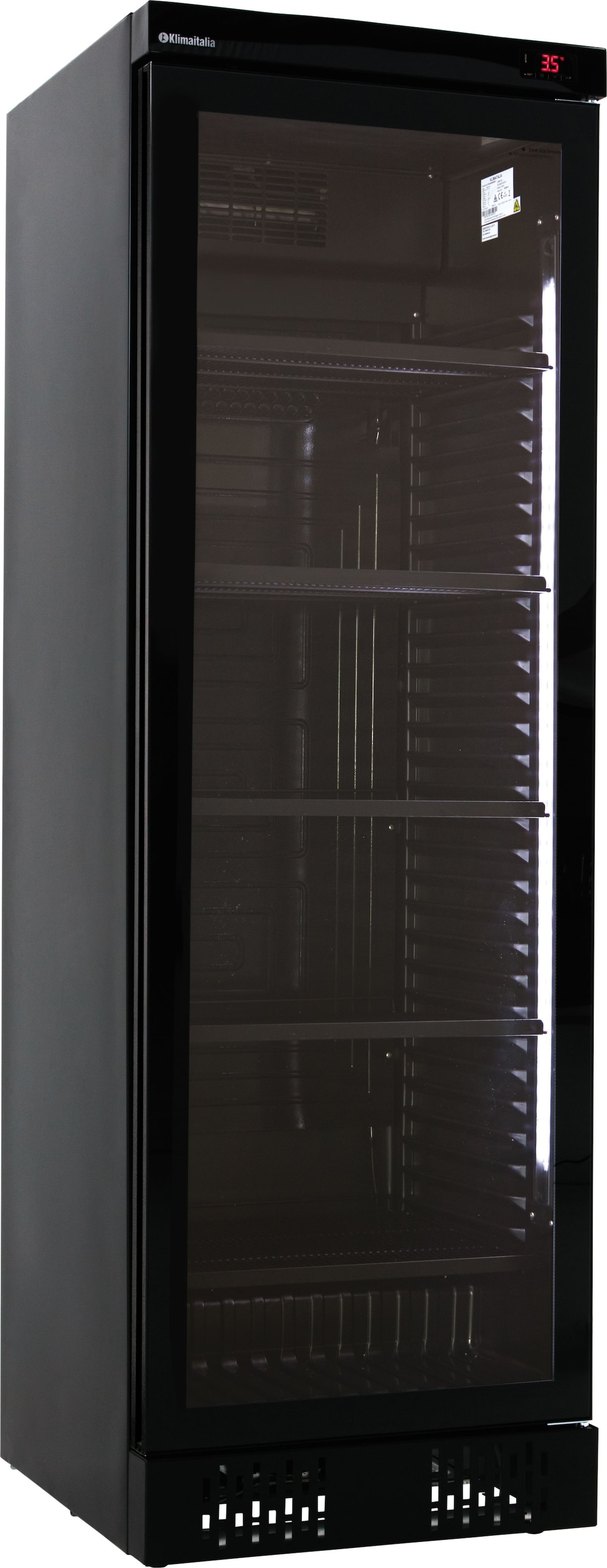 KLIMAITALIA Statischer Weinkühlschrank 2 T°en & Ein-/Aus-Lüfter. 126 Flaschen. Glastür. Vertikale LED. Thermo digital. Mod. ICOOL40W