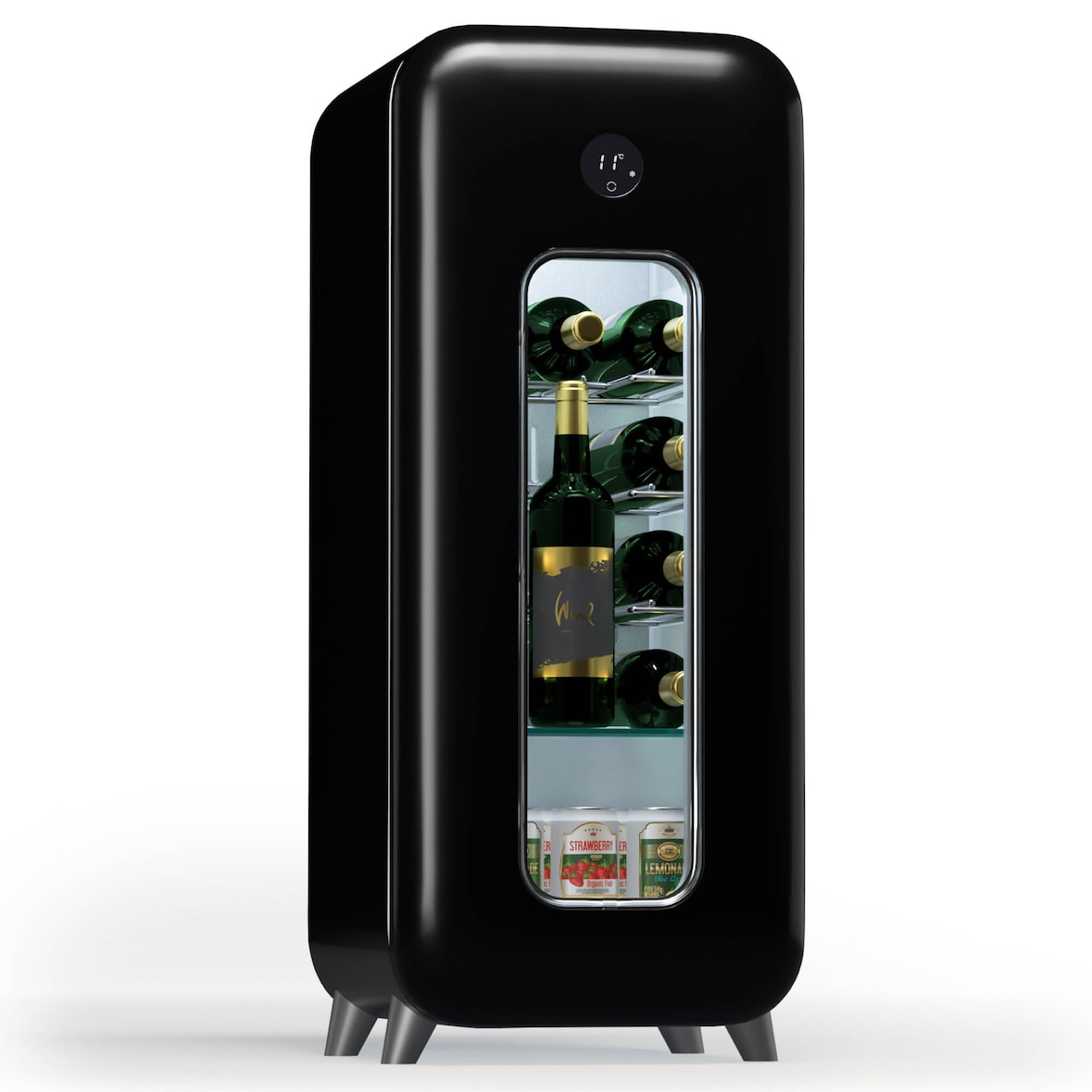 Klarstein Shirley 15 Uno Weinkühlschrank 15 Flaschen 5 - 20 °C Touch Retro Schwarz