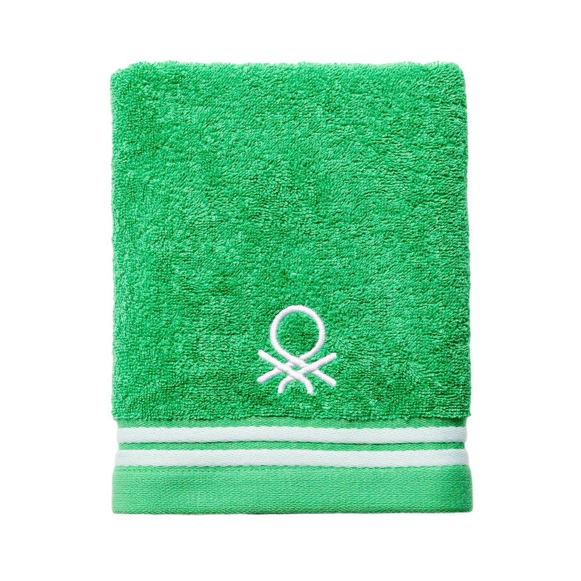 Benetton - Toalha de Mãos 50x90cm 100% Algodão Verde com Listras Rainbow