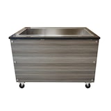 thumbnail of Skyrainbow SNACK-Line bain-marie toonbank 3x GN1/1, Granit Star Galaxy zwart, 123x82x85,5 Glazen bovenbouw helder glas met klembord, H=496mm