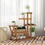 thumbnail of Outsunny soporte para plantas estantería para plantas con pies de madera estantería para flores con 5 niveles para interior y exterior 98x28x95 cm