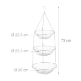thumbnail of Relaxdays Hängekorb 3 Etagen, hängende Obstkörbe, 3er Etagere für die Decke, Obst, platzsparend in Küche, Stahl, silber