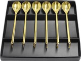thumbnail of 6x Stück Latte Macchiato Capuccino Löffel Set Edelstahl Rund Espressolöffel Modern Dessert Löffel mit Anhänger, gold