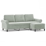 thumbnail of vidaXL 3-Sitzer-Sofa mit Hocker Hellgrau 180 cm Samt