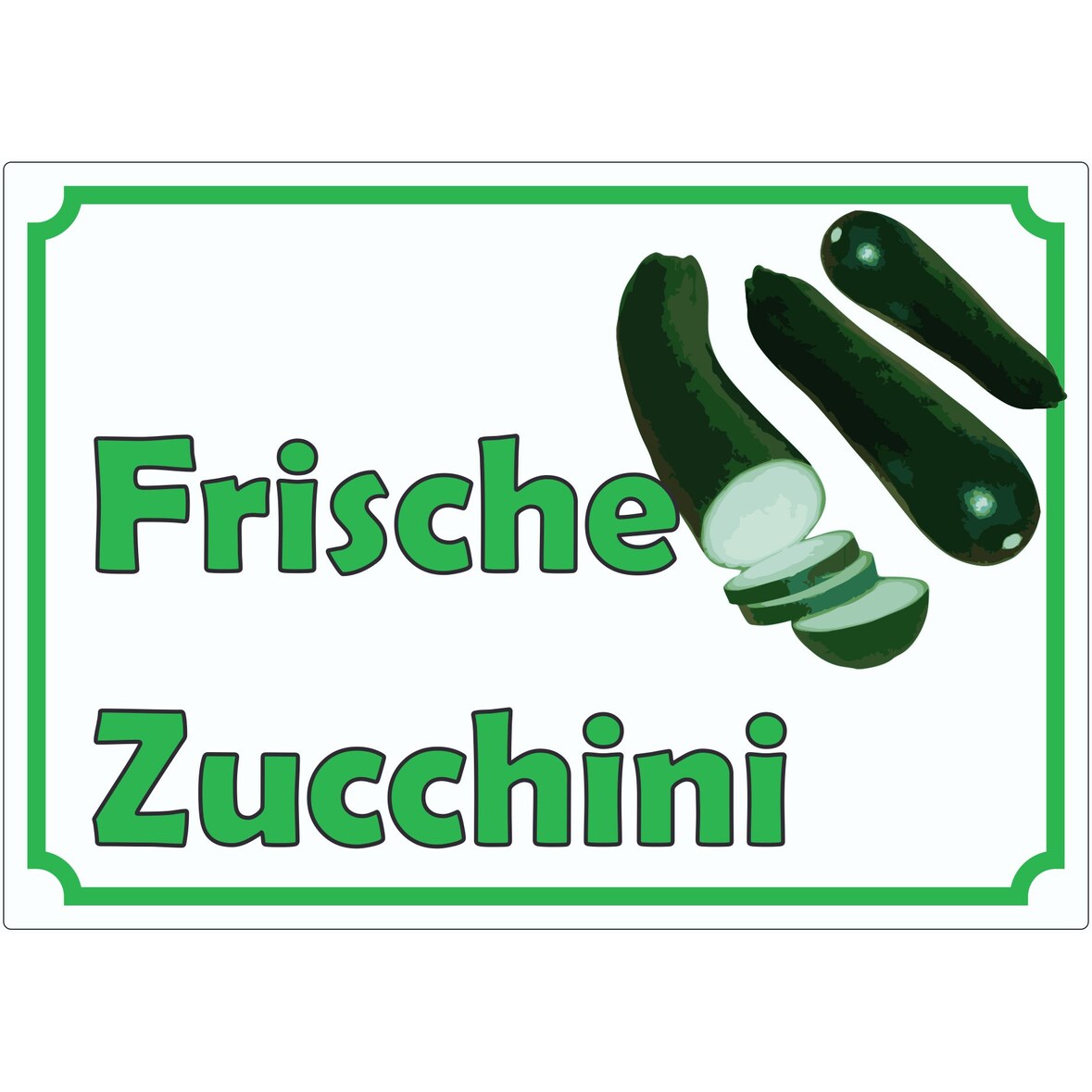 Frische Zucchini Werbeaufkleber Hofladen Verkaufsförderung A5 (148x210mm)