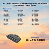 thumbnail of D&C Toner TN-2220 Schwarz kompatibel für Brother DCP-7065DN - 2.600 Seiten