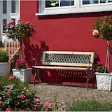 thumbnail of Garden Friend Banc Rombo structure en fonte insert en ABS et lattes en bois dimensions h 74x52x125 cm vert/bois naturel