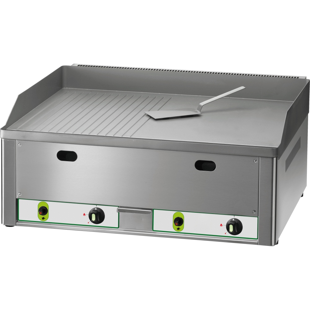 Gas-Grillplatte 8KW 2 Heizzonen 1/2 glatt + 1/2 gerillt